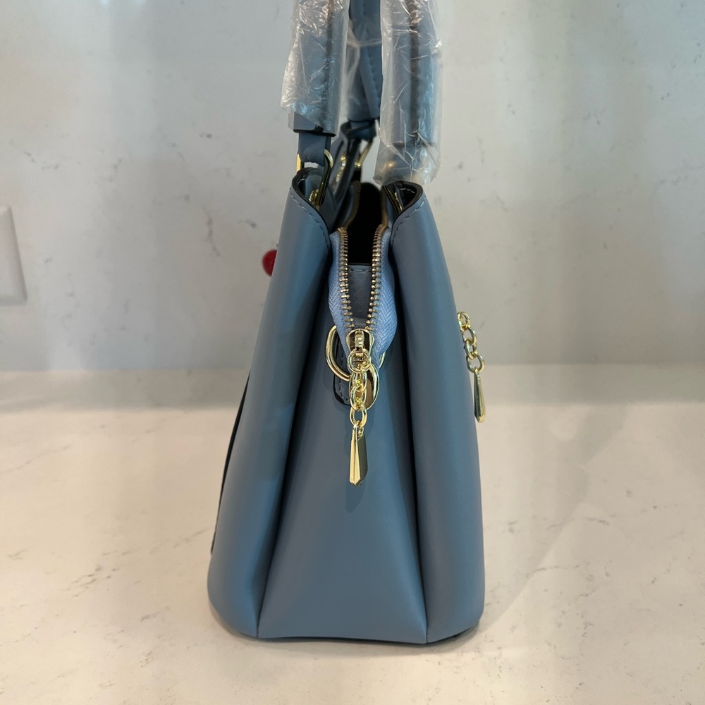 Elegant Blue Handbag with Cherry Charm - Picture 3 of 6